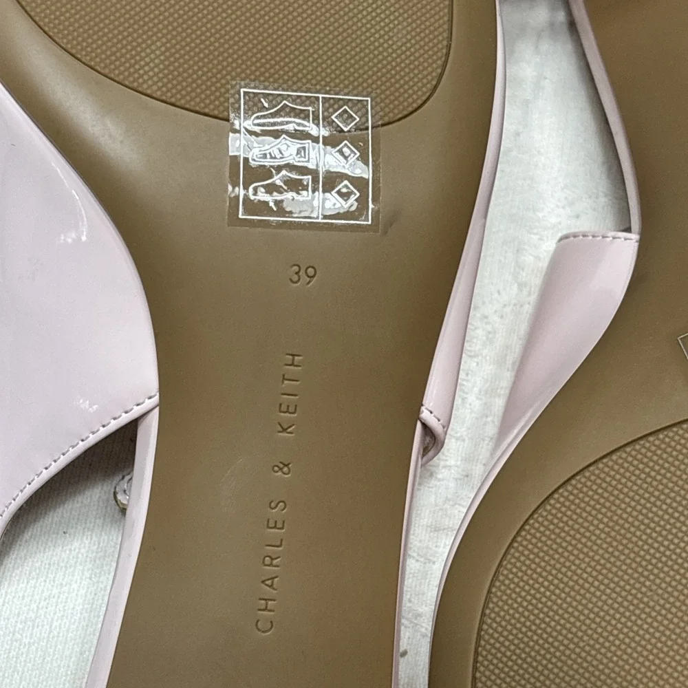 New W/O Box Charles & Keith Slingback Mary Jane Heel Powder Pink